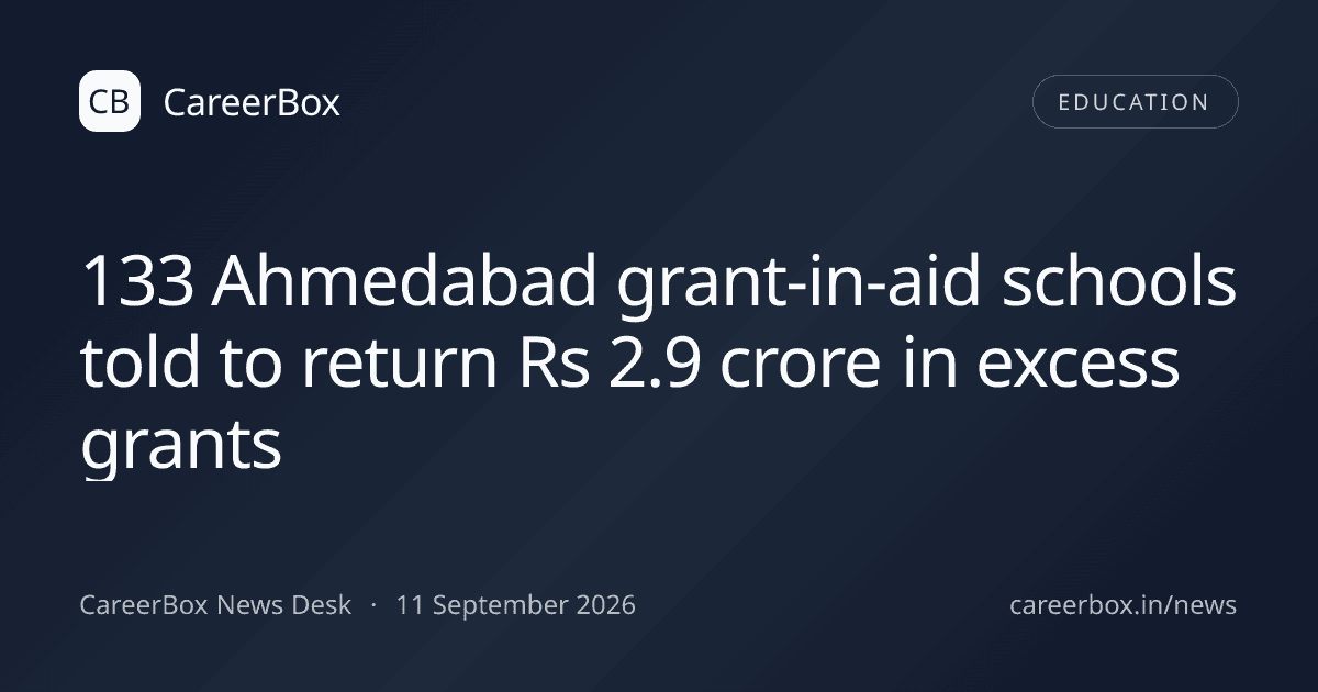133 Ahmedabad grant-in-aid schools told to return ₹2.9 crore in excess grants