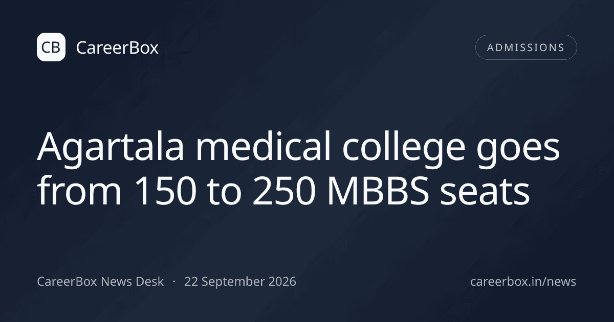 Agartala medical college goes from 150 to 250 MBBS seats