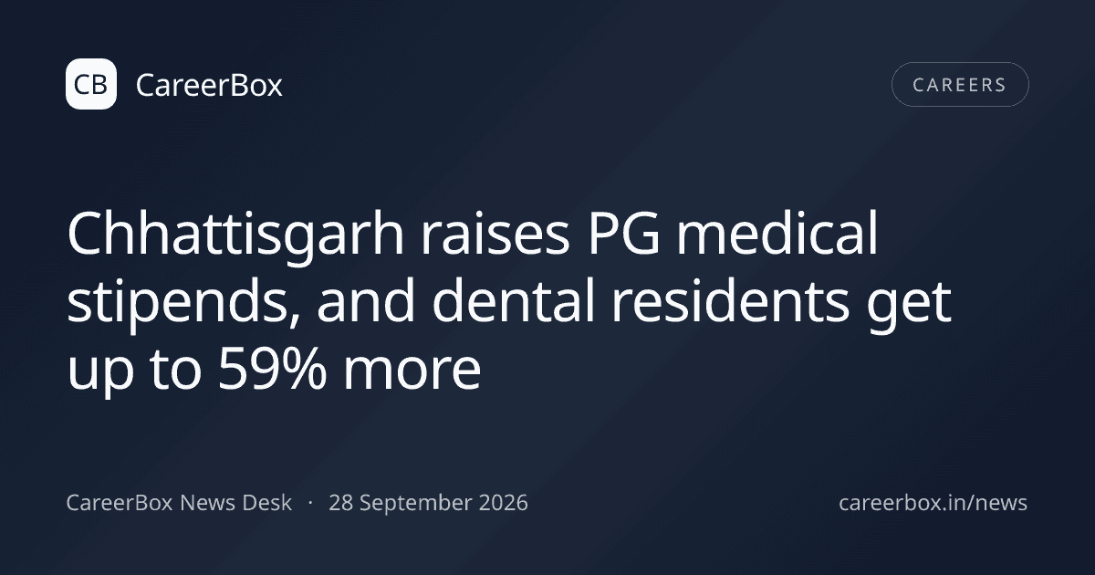 Chhattisgarh raises PG medical stipends, and dental residents get up to 59% more