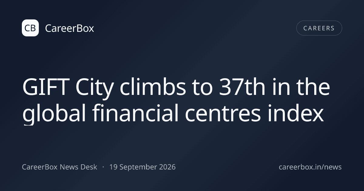 GIFT City climbs to 37th in the global financial centres index