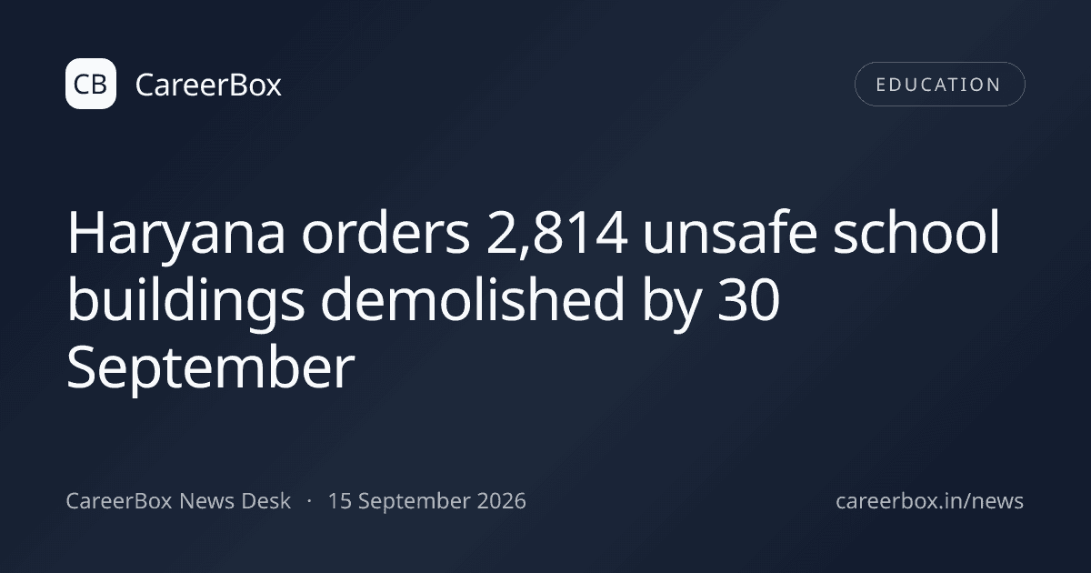 Haryana orders 2,814 unsafe school buildings demolished by 30 September