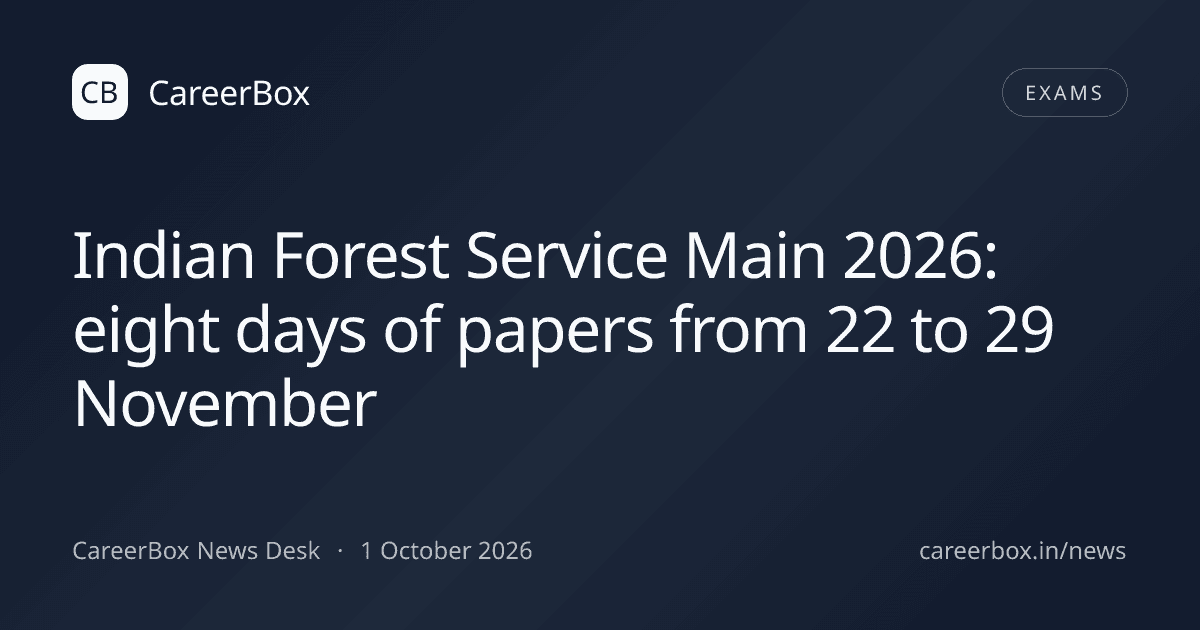 Indian Forest Service Main 2026: eight days of papers from 22 to 29 November