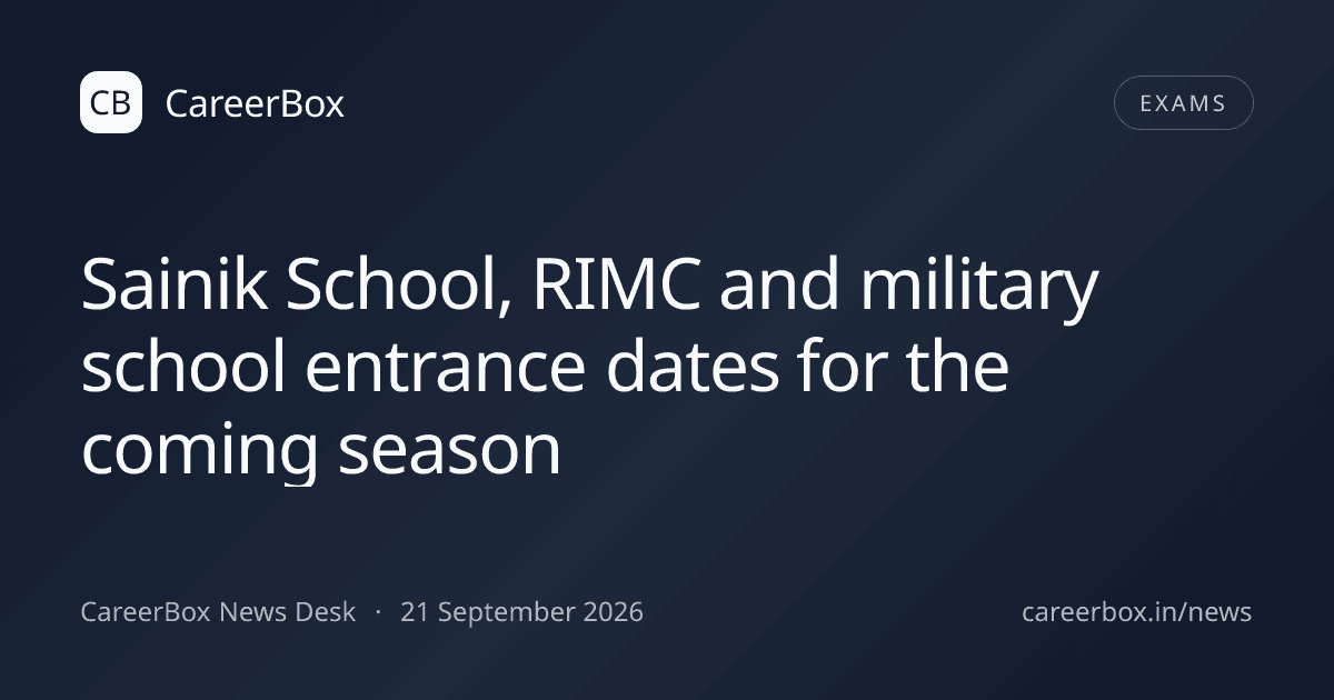 Sainik School, RIMC and military school entrance dates for the coming season