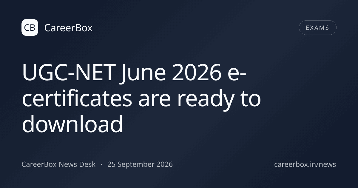 UGC-NET June 2026 e-certificates are ready to download